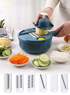 Buy AHAKAC 12 in 1 Leachable Vegetable Chopper with 7 Blades, Multifunctional Food Chopper Adjustable Thickness, Kitchen Vegetable Mandolines Slicer Dicer Cutter for Ginger, Potatoes, Carrots, etc in UAE