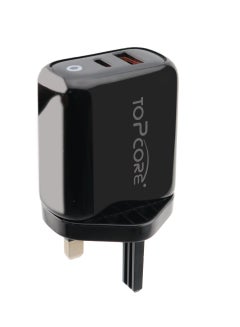 Buy 20W Type C Dual Port Wall Charger Travel Power Adapter - UK Plug Black in UAE
