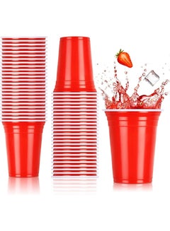 Buy 100 Piece Disposable Plastic Cups, Red 16-Ounce Disposable Plastic Party Cups, Red Heavy Duty Cups, Ideal for Weddings, Party’s, Birthdays, Dinners, Lunch’s. in UAE