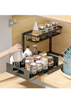 Buy Under Sink Organizer,Pull Out Cabinet Organizer 2-Tier Slide Out Sliding Shelf Under Cabinet Storage Multi-Use for Under Kitchen Bathroom Sink Organizers and Storage (BLACK) in Saudi Arabia