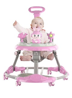 Buy Baby Walker, 360-Degree Rotate Toddler Walker With Detachable Music Tray, Adjustable Height Baby Trolley for 6-18 Months Boys and Girls (Pink) in Saudi Arabia