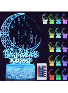 Buy Ramadan Eid LED Lights, Eid Ramadan Mubarak Decorations 3D Ramadan Lamp with Remote 16 Color Flashing, Islamic Decorations for Home Islamic Muslim Ramadan Eid Gifts for Kids Family Friends in Egypt
