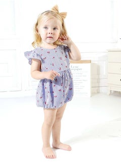 Buy Baby Allover Cherry Print Ruffle Sleeve Striped Jumpsuit in UAE