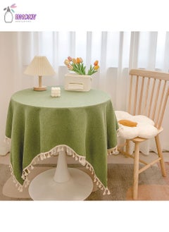 Buy Tablecloth, Terylene Cotton With Tassel End Table Dustproof Cover, Grass Green in Saudi Arabia