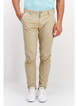 Buy Men Regular Fit Solid Chino Pants, Khaki in UAE