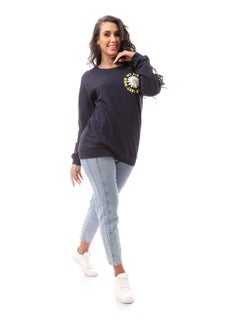 Buy Sweatshirt With Front & Back Print_Navy Blue in Egypt