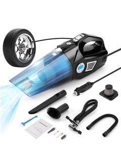 اشتري 2 in 1 Handheld Vacuum Cleaner Portable Air Compressor, 8KPa Car Vacuum Cleaner 100PSI Tire Inflator 14FT Cord with Tire Pressure Gauge Display with LED Car Accessories في الامارات