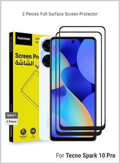 Buy 2 Pieces Edge to Edge Full Surface Screen Protector For Tecno Spark 10 Pro Black/Clear in Saudi Arabia