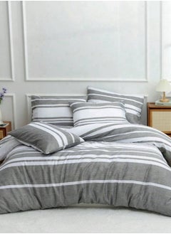 Buy King Size 6 Pieces, Gray Stripe Design Bedding set in UAE