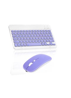 Buy Universal Portable Rechargeable Mini Wireless Keyboard And Wireless Mouse Combo For Tablet Mobile Phones iPhone IOS Android And Windows Phones Purple/White in UAE