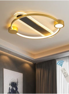 Buy Modern LED Ceiling Light Dimmable Flush Mount Ceiling Chandelier with Remote Control, 45W Gold Metal Close to Ceiling Light Fixture for Living Room Bedroom Kitchen in UAE