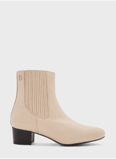 Buy Essential Casual Leather Mid Heel Ankle Boots in Saudi Arabia