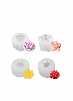 اشتري 4 Pcs Succulent Silicone Moulds Plants Mould for Making Cake Decoration DIY Candle Fondant Soap Chocolate and Epoxy Resin Crafts في الامارات