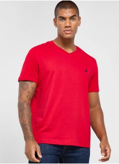 Buy Knitted V-Neck T-Shirt in UAE