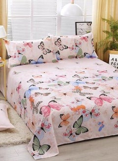 Buy 3 Pieces Flat Bedsheet Set, Pink Butterfly Design in UAE