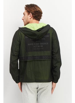 اشتري Men Textured Hooded Full Zip Jacket, Ocean Black/Green في الامارات