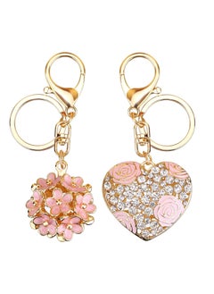 Buy Love Flower Keychain, Flowers Ball Keychain and Sweet Love Heart Rose Crystal Keyring, Multicolor, Gift Pendant Creative Small Daisy Flower Keychain, Exquisite Women's Bag Pendant 2 Pieces, (Pink) in UAE