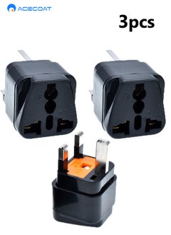 Buy 3PCS UK Global Universal Travel Plug Adapter Power Socket Converter with 13A Fuse, 3-Pin USA /Japan / EU / AU to UAE / Dubai / UK/ HK / European Type G Adapter with CE Rohs for Laptop, Camera,Black in Saudi Arabia