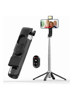 اشتري 40 Inches Selfie Stick Mini Quadrapod, Onboard Light, Wireless Bluetooth Remote, 3 Light Modes, 9 Brightness Levels, Compatible with All iPhone & Android Devices في الامارات