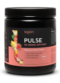 Buy Pulse Stim-Free Pre Workout For Drink,Boosts Strength Endurance & Focus, with 8g of Citrulline Malate, 3.6 g of Beta-Alanine, 20 Servings 432 g (0.95 Lbs) - Tropical Punch Flavor in UAE