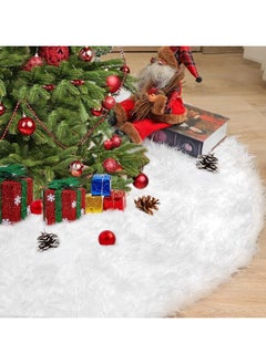 اشتري 48 inch Christmas Tree Skirt Faux Fur Xmas Tree Skirt Christmas Decorations Holiday Tree Ornaments Tree Decoration for Christmas Home Decorations Xmas Party Holiday Decorations في الامارات