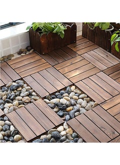 Buy Hometaste Wooden Decking Tiles Hardwood Wood Flooring Deck Patio Outdoor Garden Floor Interlocking Balcony Roof Terrace Office Tile Waterproof Balcony Flooring (Style_1) in UAE