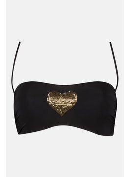 Buy Women Embellished Padded Swim Top, Black in Saudi Arabia