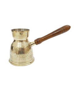 Buy Brass Turkish Coffee Warmer Turkish Style Brass Coffee Pot with Wooden Handle, Gold Brass Coffee Warmer 11 Centimeter in Saudi Arabia