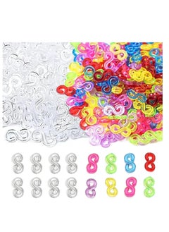 اشتري S Clips Rubber Band Clips, 3000 Pcs Loom Rubber Band Clips Plastic Band Clips, Connectors Refills Bracelet Kit Clip, for Loom Bracelets DIY Making Refill Kit في الامارات