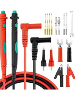 Buy Multimeter Test Leads Kit, Test Leads with Double Insulated Anti-Slip Hand Grips, Replaceable Test Probes Set of 16 (Crocodile Clips, Spade Terminal, Banana Plug, Cooper-plated Sharp Tips) in UAE