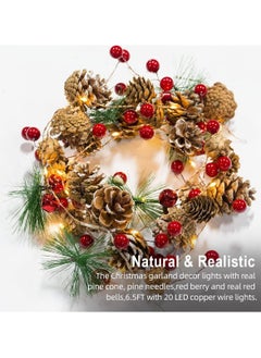 Buy Christmas Garland With Lights Decorations for Tree Mantle Fireplace Battery Operated Pine Cones Red Berry Lighted Garland Light Up Christmas Garland Lights for Staircase Indoor Outdoor Xmas Decor in Egypt