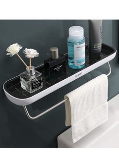 Buy Multi-Purpose Wall Mounted Bathroom Shelf Storage Rack with pole/ Black in UAE
