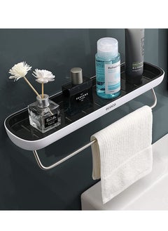 Buy Multi-Purpose Wall Mounted Bathroom Shelf Storage Rack with pole/ Black in UAE