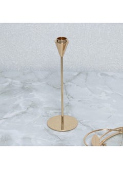 Buy Lume Taper Pillar Candle Holder, Gold - 8X23Cm in UAE