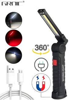 Buy Rechargeable Work Lights, LED Work Light with Magnetic Base & Hanging Hook, 360°Rotate 5 Modes Magnetic Rechargeable Flashlights for Mechanics Car Repair Home in UAE