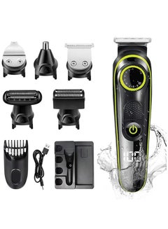 Buy 5 in 1 Rechargeable USB Multi-function Shaver Trimmer Men's Beauty 5 Floating Nose Hair Trimmers Men's Facial Shaver Green Set Green in UAE