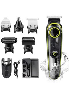 Buy 5 in 1 Rechargeable USB Multi-function Shaver Trimmer Men's Beauty 5 Floating Nose Hair Trimmers Men's Facial Shaver Green Set Green in UAE