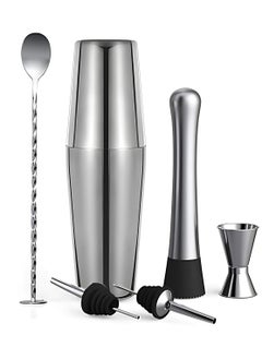 Buy 6-Piece Boston Cocktail Shaker Set – Premium Stainless Steel Mixing Tools for Home and Professional Bartenders in UAE