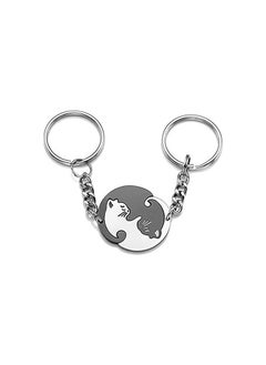 اشتري 2pcs Black and White Matching Puzzle Cat Couples Keychain في الامارات