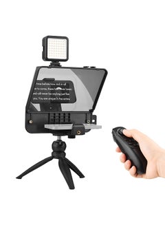 Buy Portable Smartphone DSLR Camera Teleprompter Prompter Kit with Phone Holder LED Fill Light Desktop Tripod Remote Control in UAE