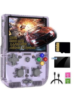 Buy RG405V Retro Handheld Game, Android 12 System with 4.0-Inch IPS Touch Screen, Supports 5G WiFi Bluetooth 5.0 Connection, Built-in 5500mAh Large-Capacity Battery, and 128G TF Card 3172 Games (purple) in UAE