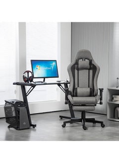 Buy Home Box Troy Fabric Gaming Chair with Footrest Grey 65 x 133 x 65 cm in UAE