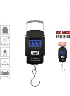 Buy 50Kg/110Lb Digital Scale Digital Fish Scale Hanging Scale With Backlit LCD Display Weight Scale Portable Suitcase Weighing Luggage Scale With Hook And Tape Measure in Saudi Arabia