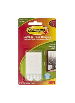 Buy 4-Piece Hold Strongly and Damage-Free Medium Picture Hanging Strips White 5.4 kg 17201-4PK in Saudi Arabia