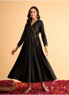 Buy Embroidered Trim Angrakha Anarkali Dress with Slip in Saudi Arabia