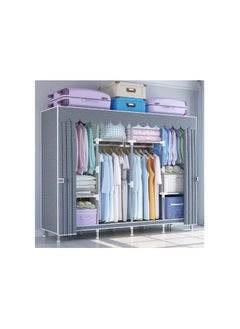 Buy Cloth Wardrobe with Zipper Steel Pipe Thickened Reinforcement Assembly Thickened Dormitory Wardrobe in UAE