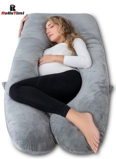 Buy Pregnancy Pillow U Shaped, Full Body Pillow for Pregnant Women/Side Sleepers, Maternity Pillow with Velvet Cover, Gray in UAE