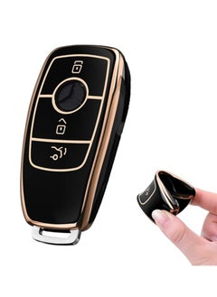 Buy Protection case for the Mercedes Benz E Class 2017 and S 2018 car keys through the remote door opener black color with a golden edge thermoplastic polyurethane in Egypt