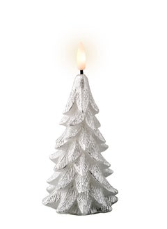 Buy Kaemingk Led Wick Candle Wax Tree Steadyindoor Silver Warm White 15.5Cm, 1 Piece in UAE