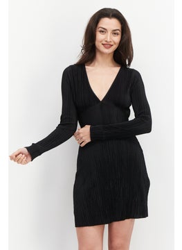 Buy Women Plain Mini Dress, Black in Saudi Arabia